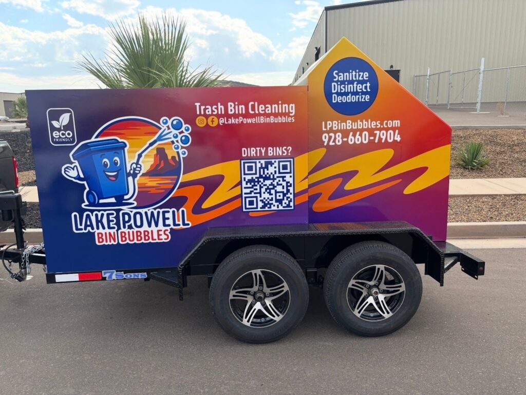 Wrapped bin cleaning trailer